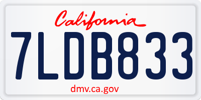 CA license plate 7LDB833