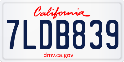 CA license plate 7LDB839