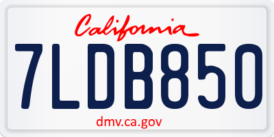 CA license plate 7LDB850