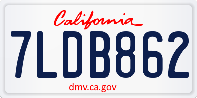 CA license plate 7LDB862