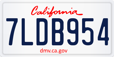 CA license plate 7LDB954