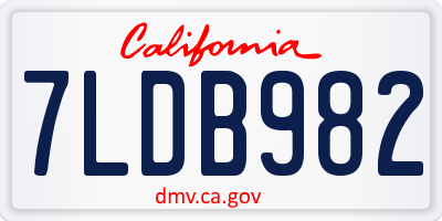 CA license plate 7LDB982