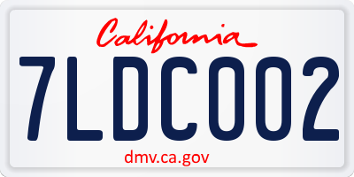 CA license plate 7LDC002