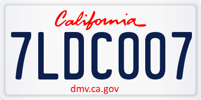 CA license plate 7LDC007