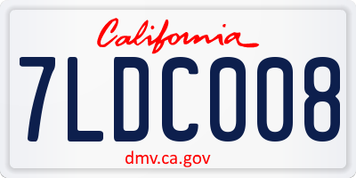 CA license plate 7LDC008