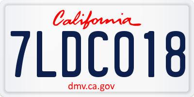 CA license plate 7LDC018