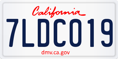 CA license plate 7LDC019