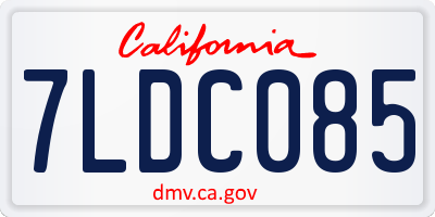 CA license plate 7LDC085