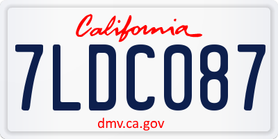 CA license plate 7LDC087