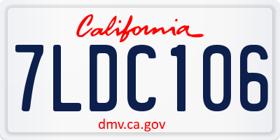 CA license plate 7LDC106
