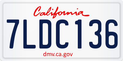 CA license plate 7LDC136
