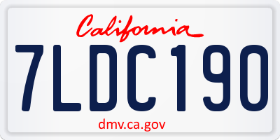 CA license plate 7LDC190