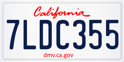 CA license plate 7LDC355