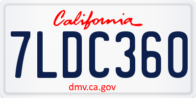 CA license plate 7LDC360