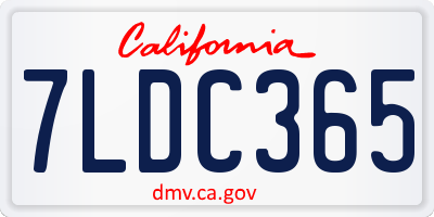 CA license plate 7LDC365