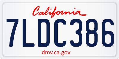 CA license plate 7LDC386