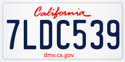 CA license plate 7LDC539