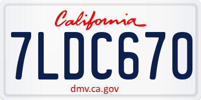 CA license plate 7LDC670