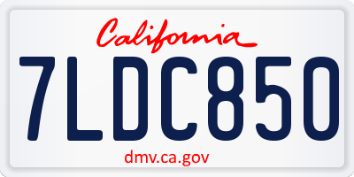 CA license plate 7LDC850