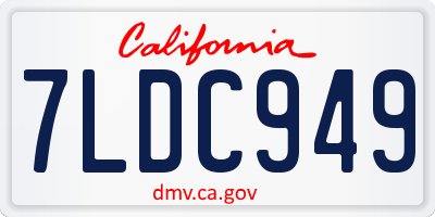 CA license plate 7LDC949