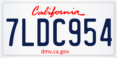 CA license plate 7LDC954