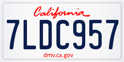 CA license plate 7LDC957