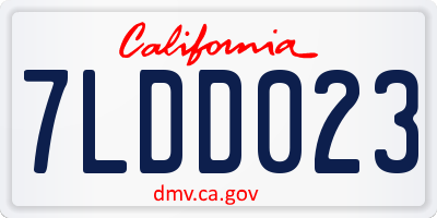 CA license plate 7LDD023