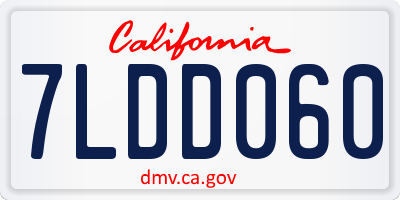CA license plate 7LDD060
