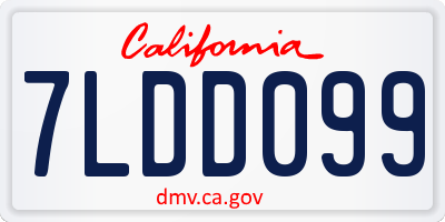 CA license plate 7LDD099