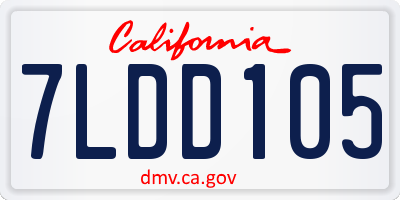 CA license plate 7LDD105