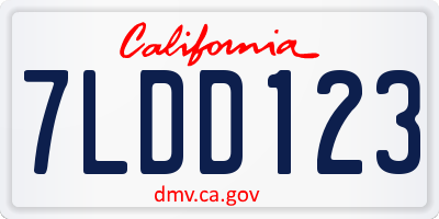 CA license plate 7LDD123