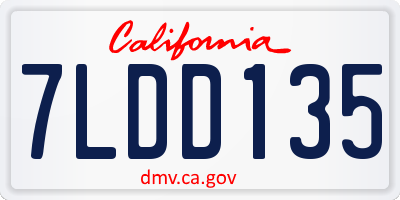CA license plate 7LDD135