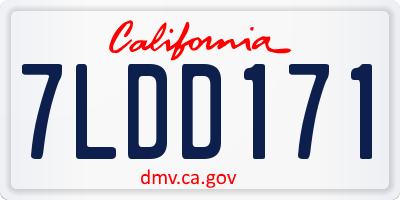 CA license plate 7LDD171