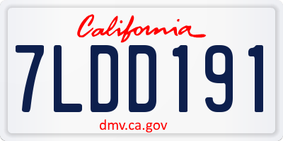 CA license plate 7LDD191