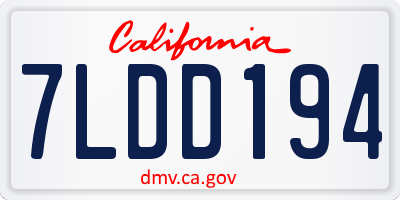 CA license plate 7LDD194