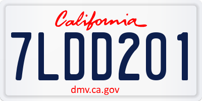 CA license plate 7LDD201