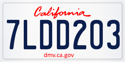 CA license plate 7LDD203