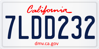 CA license plate 7LDD232