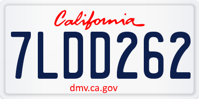CA license plate 7LDD262