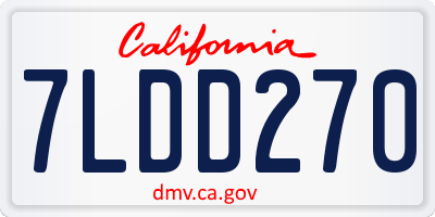 CA license plate 7LDD270