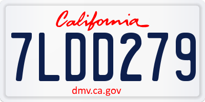 CA license plate 7LDD279
