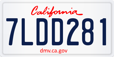 CA license plate 7LDD281