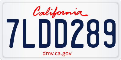 CA license plate 7LDD289