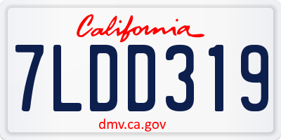 CA license plate 7LDD319