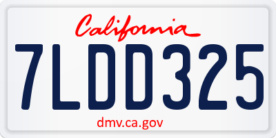 CA license plate 7LDD325