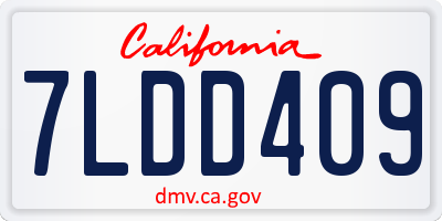 CA license plate 7LDD409