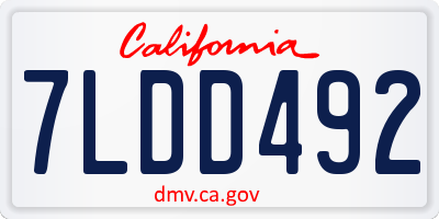 CA license plate 7LDD492