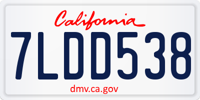 CA license plate 7LDD538
