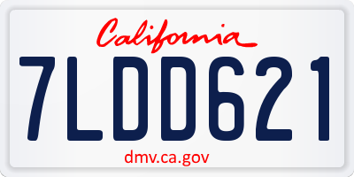 CA license plate 7LDD621