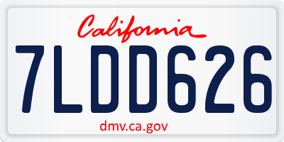 CA license plate 7LDD626